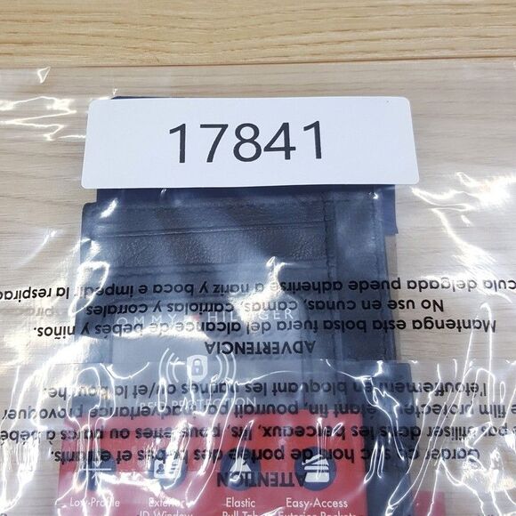 TOMMY HILFIGER Mens Black Leather Wallet Card Holder Low Profile RFID - Picture 4 of 4